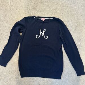 Lilly Pulitzer Navy Sweater with White Monogram
